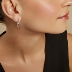 Clearance Histoire d'Or Boucles D'oreilles Pendantes Oniria Argent Blanc