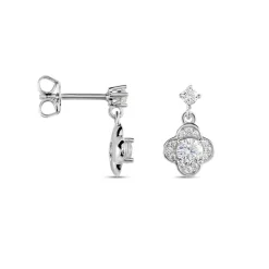 Sale Histoire d'Or Boucles D'oreilles Pendantes Edyta Argent Blanc Oxyde De Zirconium