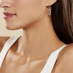 Best Histoire d'Or Boucles D'oreilles Pendantes Isabel Argent Blanc Oxyde De Zirconium
