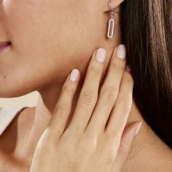 Best Histoire d'Or Boucles D'oreilles Pendantes Isabel Argent Blanc Oxyde De Zirconium