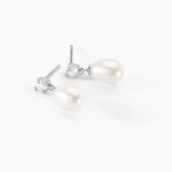 Online Histoire d'Or Boucles D'oreilles Pendantes Dolores Argent  Perle De Culture Et Oxyde