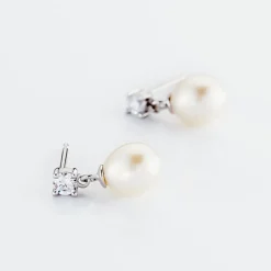 Online Histoire d'Or Boucles D'oreilles Pendantes Dolores Argent  Perle De Culture Et Oxyde