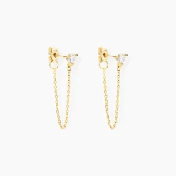 Online Histoire d'Or Boucles D'oreilles Pendantes Or Jaune Acierna Oxyde De Zirconium