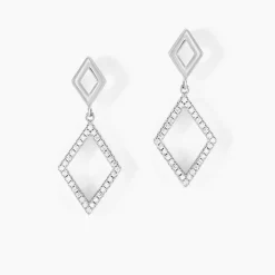 Outlet Histoire d'Or Boucles D'oreilles Pendantes Sounia Argent Blanc Oxyde De Zirconium
