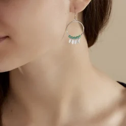 Discount Histoire d'Or Boucles D'oreilles Pendantes Polyna Argent Blanc Pierre De Synthese