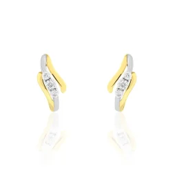 Online Histoire d'Or Boucles D'oreilles Pendantes Mayline Or Bicolore Diamant