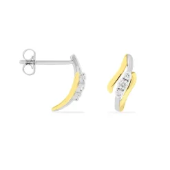 Online Histoire d'Or Boucles D'oreilles Pendantes Mayline Or Bicolore Diamant