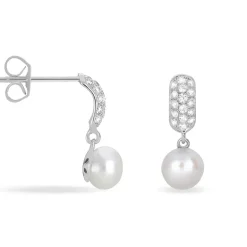 Histoire d'Or Boucles D'oreilles Pendantes Providence Argent  Perle De Culture Oxyde