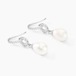 Discount Histoire d'Or Boucles D'oreilles Pendantes Tiphaine Argent Blanc Perle De Culture