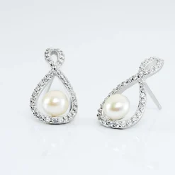 Histoire d'Or Boucles D'oreilles Pendantes Saja Argent  Perle De Culture Et Oxyde* Boucles D'Oreilles|Boucles D'Oreilles Fantaisie