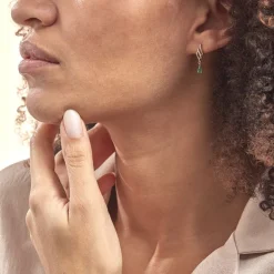 Online Histoire d'Or Boucles D'oreilles Pendantes Or Jaune  Patrocle Emeraude Et Diamants