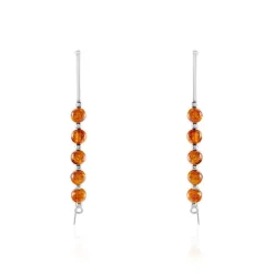 Sale Histoire d'Or Boucles D'oreilles Pendantes Satu Argent Blanc Ambre