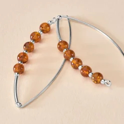 Sale Histoire d'Or Boucles D'oreilles Pendantes Satu Argent Blanc Ambre