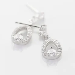 Discount Histoire d'Or Boucles D'oreilles Pendantes Istanbul Argent Blanc Oxyde De Zirconium