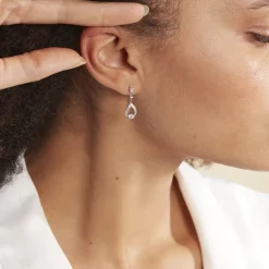 Discount Histoire d'Or Boucles D'oreilles Pendantes Istanbul Argent Blanc Oxyde De Zirconium