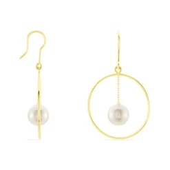 Online Histoire d'Or Boucles D'oreilles Pendantes Joris Or Jaune Perle De Culture