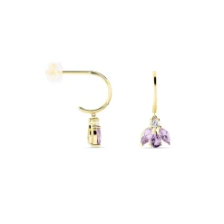Histoire d'Or Boucles D'oreilles Pendantes Spring Or Jaune Améthyste Oxyde* Boucles D'Oreilles|Boucles D'Oreilles Pendantes