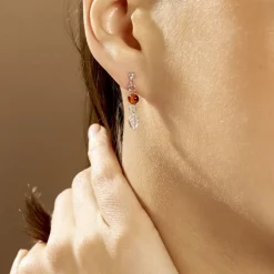 Sale Histoire d'Or Boucles D'oreilles Pendantes Nolana Argent Blanc Ambre