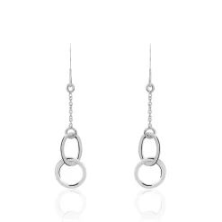Histoire d'Or Boucles D'oreilles Pendantes Toi Et Moi Argent Blanc