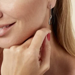 Discount Histoire d'Or Boucles D'oreilles Pendantes Amaris Argent Blanc Céramique Et Oxyde