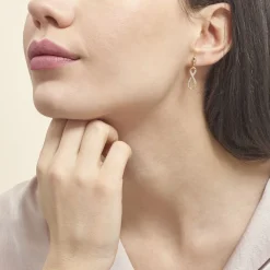 Clearance Histoire d'Or Boucles D'oreilles Pendantes Dunya Plaqué Or Jaune Oxyde De Zirconium