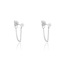 Discount Histoire d'Or Boucles D'oreilles Pendantes Argent Blanc Leent Perles De Culture