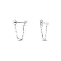 Discount Histoire d'Or Boucles D'oreilles Pendantes Argent Blanc Leent Perles De Culture