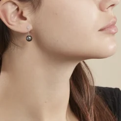 Histoire d'Or Boucles D'oreilles Pendantes Semi-ronde Or Blanc Perle De Tahiti* Boucles D'Oreilles|Boucles D'Oreilles Pendantes