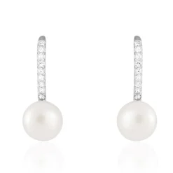 Online Histoire d'Or Boucles D'oreilles Pendantes Gwaldys Argent  Perle De Culture Et Oxyde