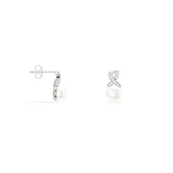 Online Histoire d'Or Boucles D'oreilles Pendantes Sathine Argent  Perle De Culture Et Oxyde