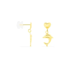 Histoire d'Or Boucles D'oreilles Pendantes Fulvie Coeurs Et Dauphin Or Jaune* Boucles D'Oreilles|Boucles D'Oreilles Pendantes