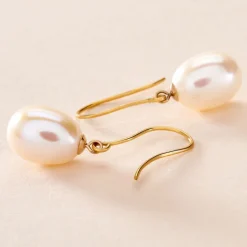 Hot Histoire d'Or Boucles D'oreilles Pendantes Baroque Or Jaune Perle De Culture