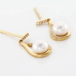 Histoire d'Or Boucles D'oreilles Pendantes Helin Or Jaune Perle De Culture Et Oxyde* Boucles D'Oreilles|Boucles D'Oreilles Pendantes