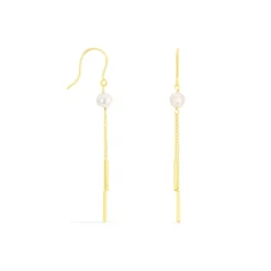 Discount Histoire d'Or Boucles D'oreilles Pendantes Salman Or Jaune Perle De Culture