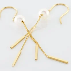 Discount Histoire d'Or Boucles D'oreilles Pendantes Salman Or Jaune Perle De Culture
