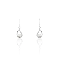 Histoire d'Or Boucles D'oreilles Pendantes Akiko Argent  Perle De Culture Et Oxyde* Boucles D'Oreilles|Boucles D'Oreilles Fantaisie