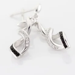 Online Histoire d'Or Boucles D'oreilles Pendantes Claudia Argent Blanc Oxyde De Zirconium