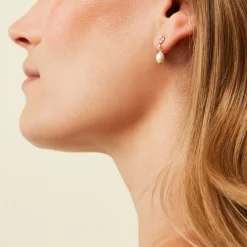 Histoire d'Or Boucles D'Oreilles Pendantes Nacrée Or Jaune Perle De Culture Oxyde De Zirconium* Boucles D'Oreilles|Boucles D'Oreilles Pendantes