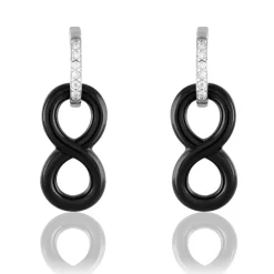 Histoire d'Or Boucles D'oreilles Pendantes Celinia Argent Blanc Céramique Et Oxyde* Boucles D'Oreilles|Boucles D'Oreilles Fantaisie