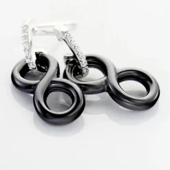 Histoire d'Or Boucles D'oreilles Pendantes Celinia Argent Blanc Céramique Et Oxyde* Boucles D'Oreilles|Boucles D'Oreilles Fantaisie