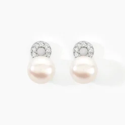 Sale Histoire d'Or Boucles D'oreilles Pendantes Lilio Argent  Perle De Culture Et Oxyde