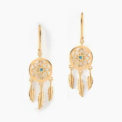 Histoire d'Or Boucles D'oreilles Plaqué Or Jaune Attrape Rêves Turquoises* Boucles D'Oreilles|Boucles D'Oreilles Fantaisie