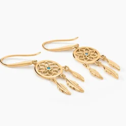 Histoire d'Or Boucles D'oreilles Plaqué Or Jaune Attrape Rêves Turquoises* Boucles D'Oreilles|Boucles D'Oreilles Fantaisie