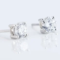 Histoire d'Or Boucles D'oreilles Puces 4 Griffes Or Blanc Diamant Synthetique* Boucles D'Oreilles|Clous D'Oreilles