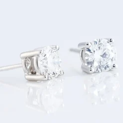 Best Histoire d'Or Boucles D'oreilles Puces 4 Griffes Or Blanc Diamant Synthetique or blanc diamant synthétique blanc
