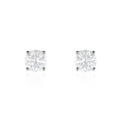 New Histoire d'Or Boucles D'oreilles Puces 4 Griffes Or Blanc Diamant Synthetique or blanc diamant synthétique blanc