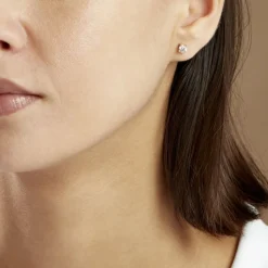 Clearance Histoire d'Or Boucles D'oreilles Puces 4 Griffes Or Jaune Diamant Synthetique or jaune diamant synthétique blanc