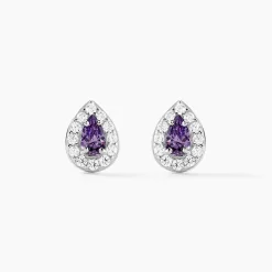 New Histoire d'Or Boucles D'oreilles Puces Argent Blanc Tania Oxydes De Zirconium argent blanc oxyde violet