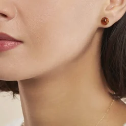 Discount Histoire d'Or Boucles D'oreilles Puces Argent Blanc Brunhilld Ambre