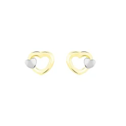 Histoire d'Or Boucles D'oreilles Puces Anne-maudae Double Coeurs Or Bicolore* Boucles D'Oreilles|Clous D'Oreilles